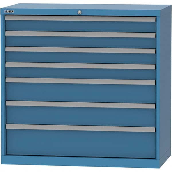 LISTA - 7 Drawer, 84 Compartment Bright Blue Steel Modular Storage Cabinet - All Tool & Supply