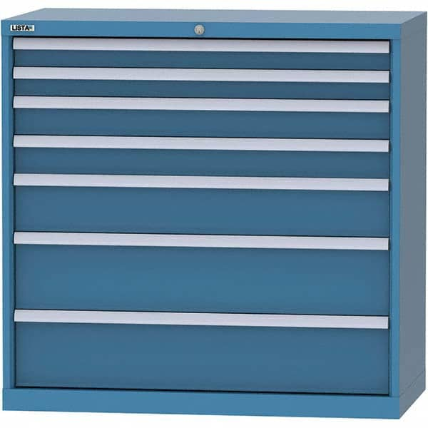 LISTA - 7 Drawer, 84 Compartment Bright Blue Steel Modular Storage Cabinet - All Tool & Supply