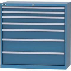 LISTA - 7 Drawer, 84 Compartment Bright Blue Steel Modular Storage Cabinet - All Tool & Supply