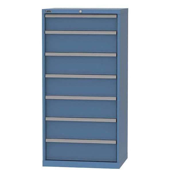 LISTA - 7 Drawer, 124 Compartment Bright Blue Steel Modular Storage Cabinet - All Tool & Supply