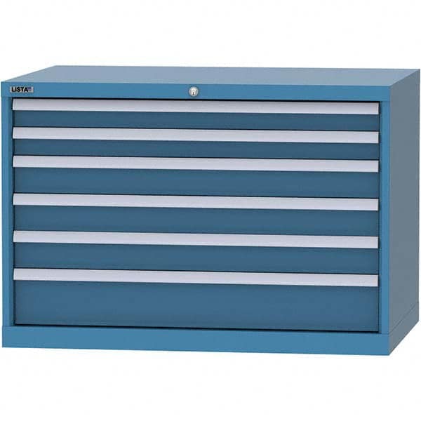 LISTA - 6 Drawer, 84 Compartment Bright Blue Steel Modular Storage Cabinet - All Tool & Supply