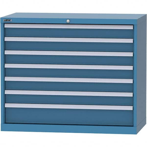 LISTA - 7 Drawer, 84 Compartment Bright Blue Steel Modular Storage Cabinet - All Tool & Supply