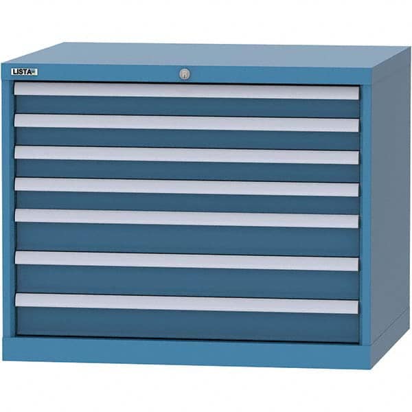 LISTA - 7 Drawer, 84 Compartment Bright Blue Steel Modular Storage Cabinet - All Tool & Supply