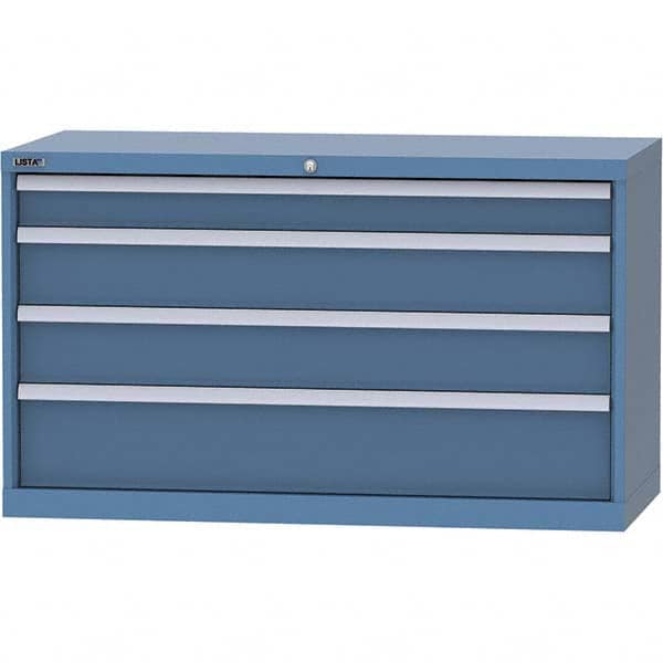 LISTA - 4 Drawer, 99 Compartment Bright Blue Steel Modular Storage Cabinet - All Tool & Supply