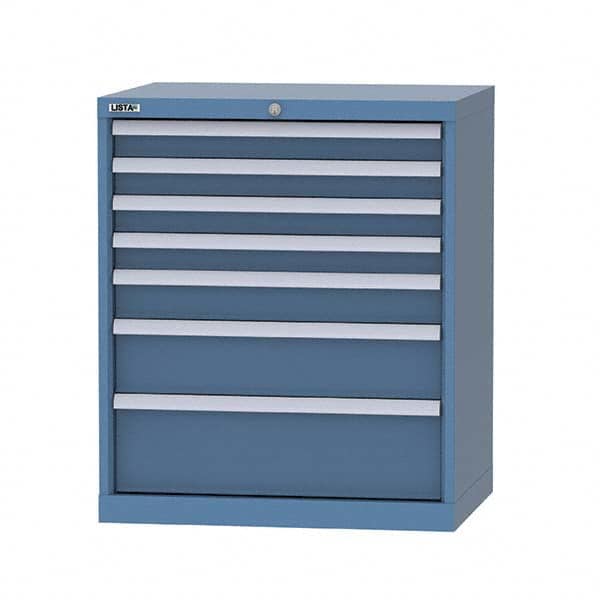 LISTA - 7 Drawer, 124 Compartment Bright Blue Steel Modular Storage Cabinet - All Tool & Supply