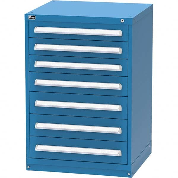 Vidmar - 7 Drawer, 124 Compartment Bright Blue Steel Modular Storage Cabinet - All Tool & Supply