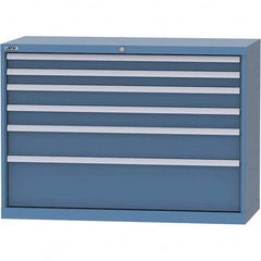 LISTA - 6 Drawer, 99 Compartment Bright Blue Steel Modular Storage Cabinet - All Tool & Supply