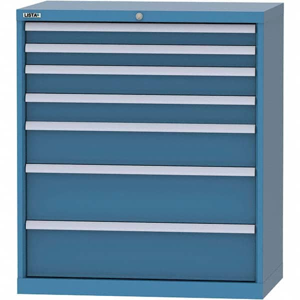 LISTA - 7 Drawer, 84 Compartment Bright Blue Steel Modular Storage Cabinet - All Tool & Supply