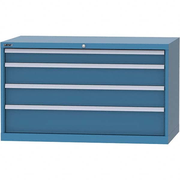 LISTA - 4 Drawer, 99 Compartment Bright Blue Steel Modular Storage Cabinet - All Tool & Supply