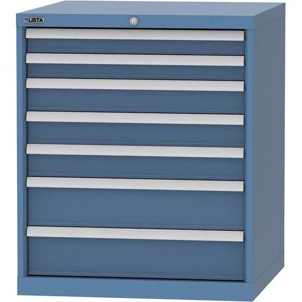 LISTA - 7 Drawer, 45 Compartment Bright Blue Steel Modular Storage Cabinet - All Tool & Supply