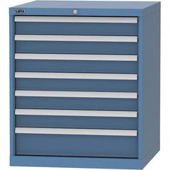 LISTA - 7 Drawer, 45 Compartment Bright Blue Steel Modular Storage Cabinet - All Tool & Supply