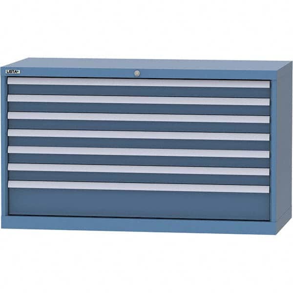 LISTA - 7 Drawer, 99 Compartment Bright Blue Steel Modular Storage Cabinet - All Tool & Supply