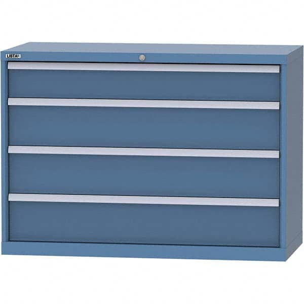 LISTA - 4 Drawer, 99 Compartment Bright Blue Steel Modular Storage Cabinet - All Tool & Supply