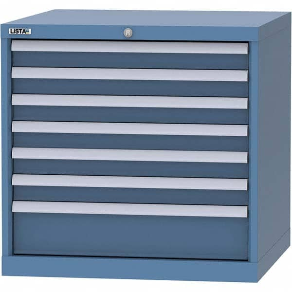 LISTA - 7 Drawer, 45 Compartment Bright Blue Steel Modular Storage Cabinet - All Tool & Supply