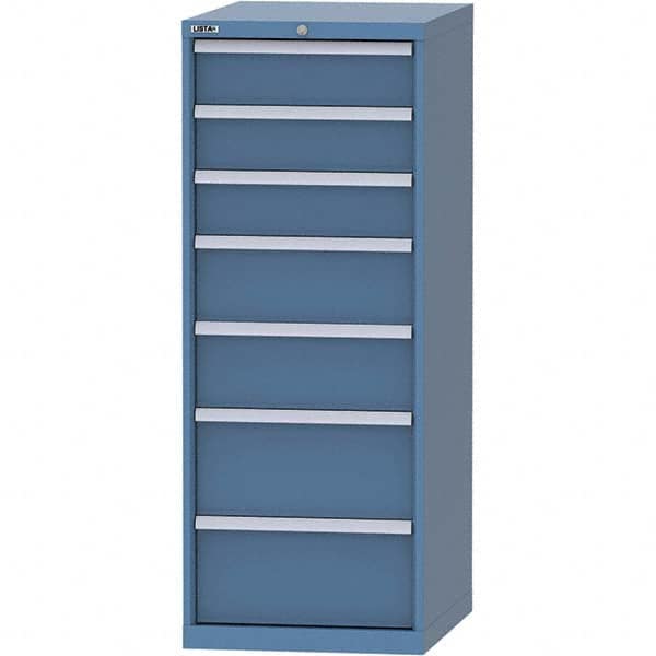 LISTA - 7 Drawer, 99 Compartment Bright Blue Steel Modular Storage Cabinet - All Tool & Supply