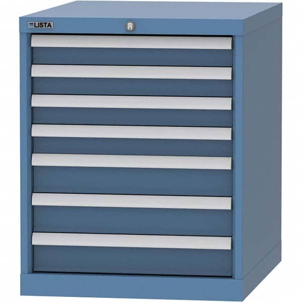 LISTA - 7 Drawer, 99 Compartment Bright Blue Steel Modular Storage Cabinet - All Tool & Supply