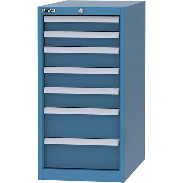 LISTA - 7 Drawer, 45 Compartment Bright Blue Steel Modular Storage Cabinet - All Tool & Supply