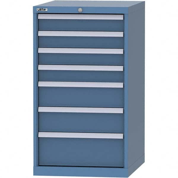 LISTA - 7 Drawer, 99 Compartment Bright Blue Steel Modular Storage Cabinet - All Tool & Supply