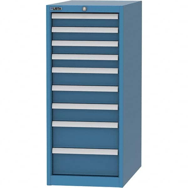 LISTA - 9 Drawer, 45 Compartment Bright Blue Steel Modular Storage Cabinet - All Tool & Supply