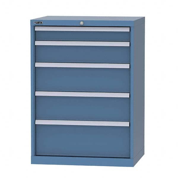 LISTA - 5 Drawer, 124 Compartment Bright Blue Steel Modular Storage Cabinet - All Tool & Supply