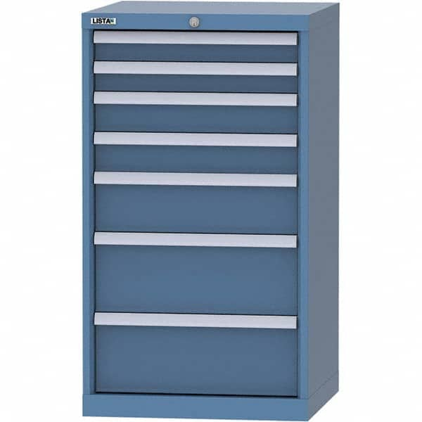 LISTA - 7 Drawer, 84 Compartment Bright Blue Steel Modular Storage Cabinet - All Tool & Supply