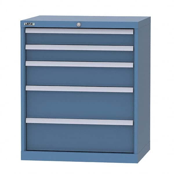 LISTA - 5 Drawer, 124 Compartment Bright Blue Steel Modular Storage Cabinet - All Tool & Supply