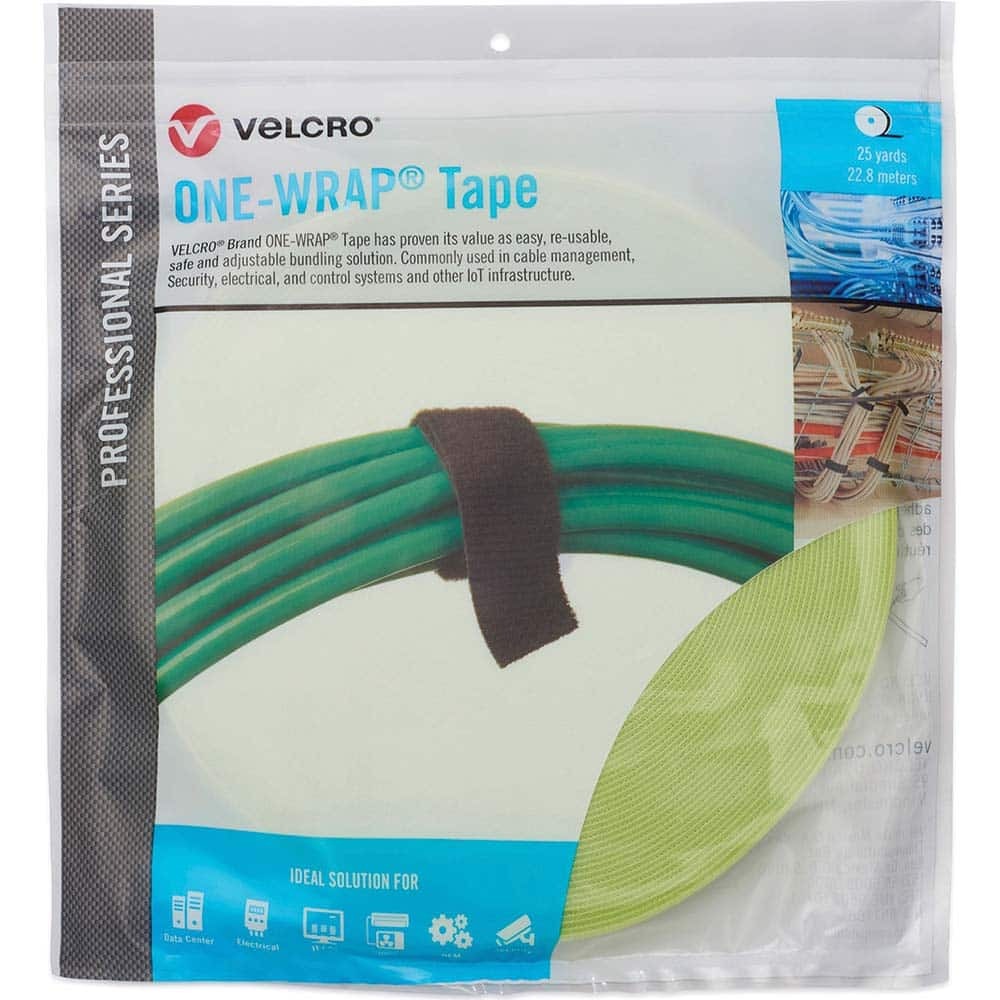 Velcro Brand - Cable Ties; Cable Tie Type: Reusable Cable Tie ; Material: Hook and Loop ; Color: OM5 Green ; Overall Length (Feet): 75 ; Overall Length (Decimal Inch): 300.00000 ; Maximum Bundle Diameter (Inch): 0.75 - Exact Industrial Supply