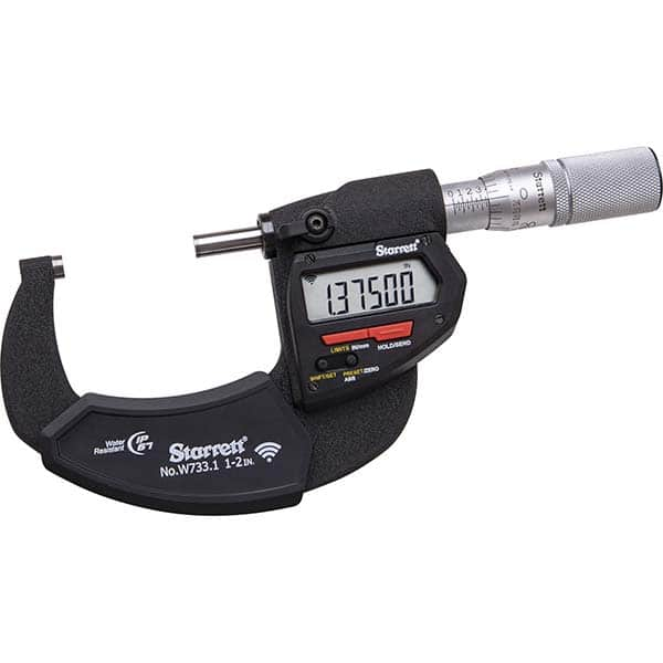 Starrett - Electronic Outside Micrometers Minimum Measurement (Decimal Inch): 1 Minimum Measurement (mm): 25 - All Tool & Supply