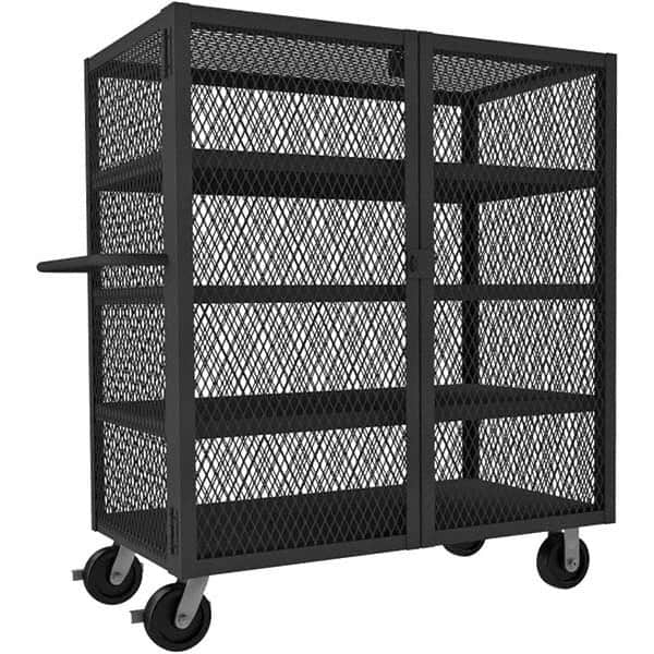 Steel Mesh Security Truck: 2,000 lb Capacity, 4 Shelf 66-1/2″ Long, 38″ Wide, 56-7/16″ High