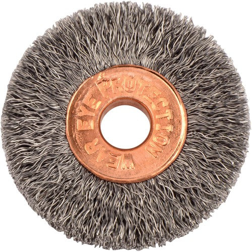 1-1/4″ Small Diameter Crimped Wire Wheel, .008″ Stainless Steel Fill, 1/4″ Arbor Hole - All Tool & Supply