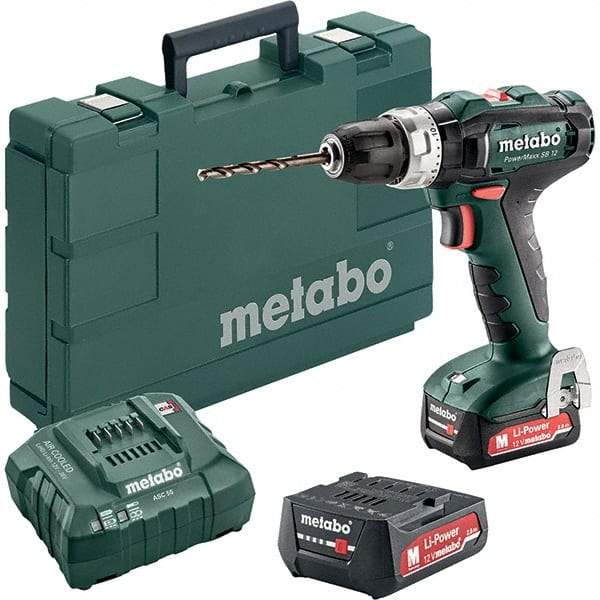 Metabo - 12 Volt 3/8" Keyless Chuck Cordless Hammer Drill - 0 to 21,000 BPM, 0 to 360 & 1,400 RPM, Reversible - All Tool & Supply