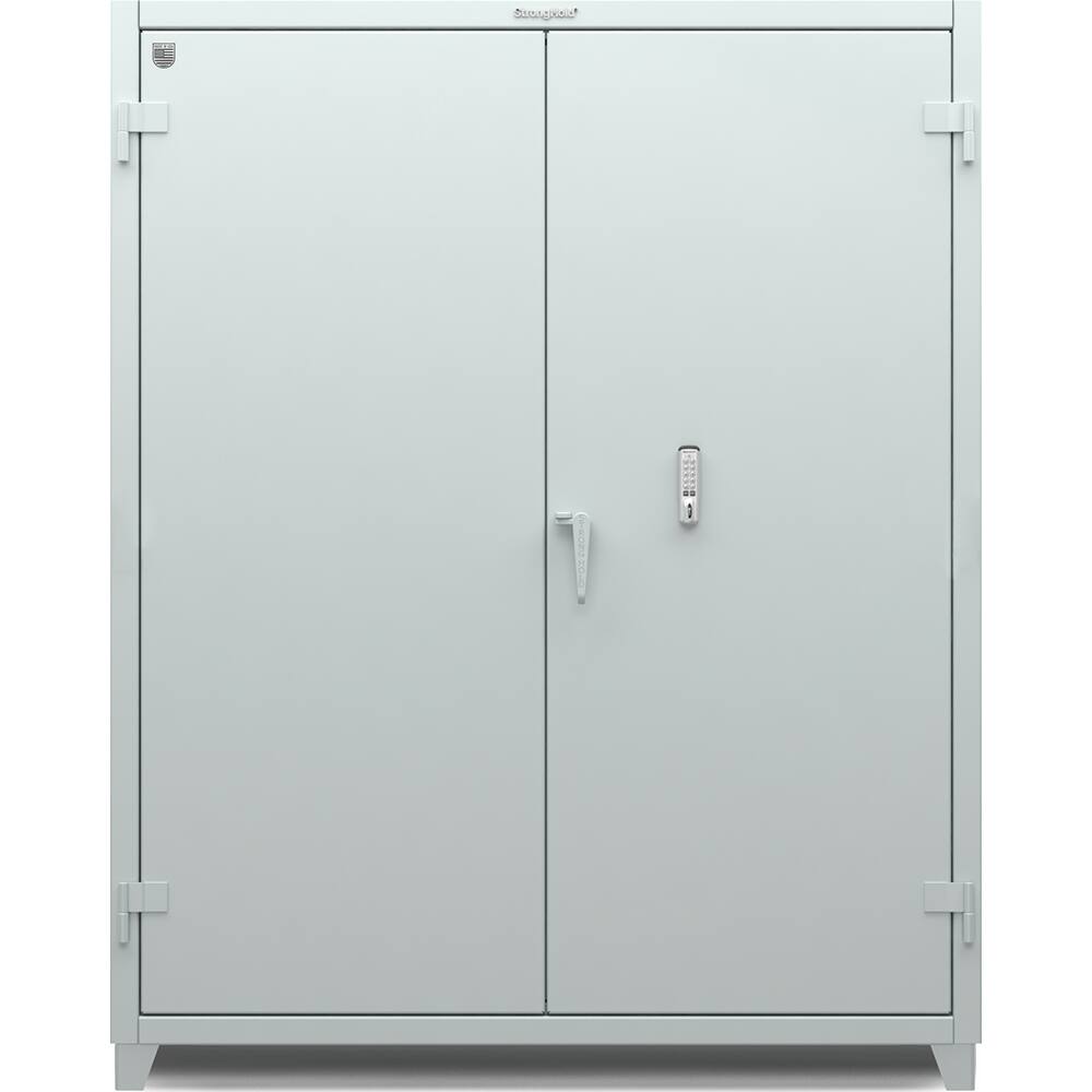 StrongHold - Storage Cabinets; Type: Locking ; Width (Inch): 60 ; Depth (Inch): 24 ; Height (Inch): 75 ; Number of Shelves: 3 ; Material: Steel - Exact Industrial Supply