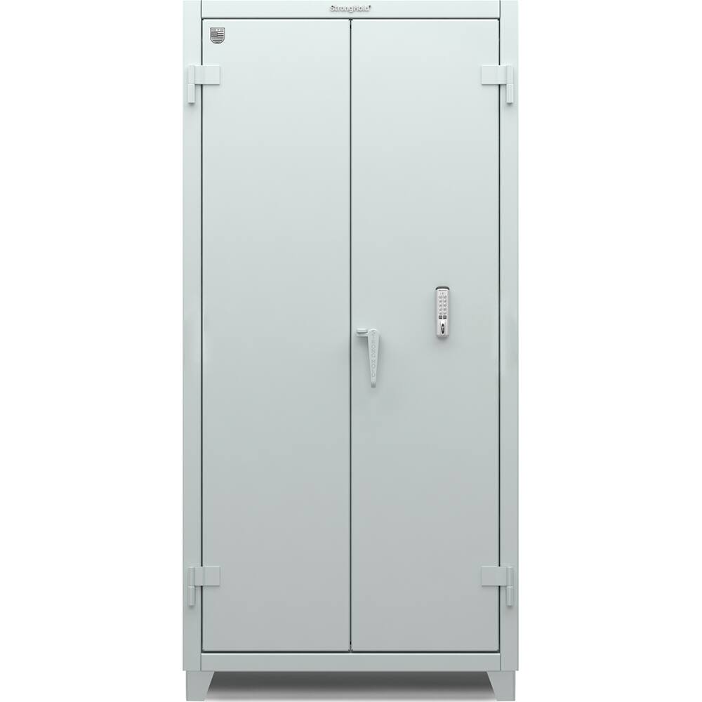 StrongHold - Storage Cabinets; Type: Locking ; Width (Inch): 36 ; Depth (Inch): 24 ; Height (Inch): 75 ; Number of Shelves: 3 ; Material: Steel - Exact Industrial Supply