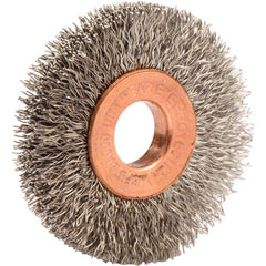 1-1/2″ Small Diameter Crimped Wire Wheel, .008″ Stainless Steel Fill, 3/8″ Arbor Hole - All Tool & Supply