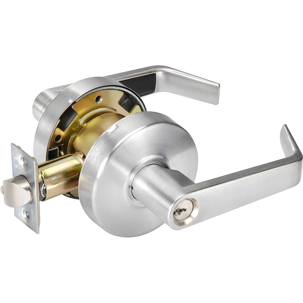 Yale - Lever Locksets; Door Thickness: 1-3/4 (Inch); Door Thickness: 1-3/4 ; Back Set: 2-3/4 (Inch); For Use With: Classroom or Utility Room Doors ; Finish/Coating: Satin Chrome ; Cylinder Type: 6 Pin Para Keyway - Exact Industrial Supply