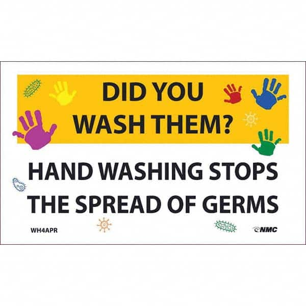 NMC - 1 5-Piece Restroom, Janitorial & Housekeeping Label - Legend: Did You Wash Them? - Hand Washing Stops the Spread of Germs - All Tool & Supply