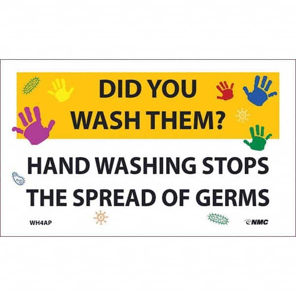 NMC - 1 5-Piece Restroom, Janitorial & Housekeeping Label - Legend: Did You Wash Them? - Hand Washing Stops the Spread of Germs - All Tool & Supply