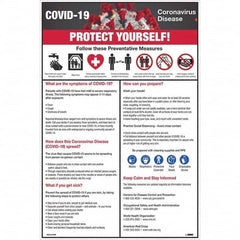 NMC - 1 5-Piece "COVID-19 - PROTECT YOURSELF!", 12" Wide x 18" High, Paper Safety Sign - All Tool & Supply