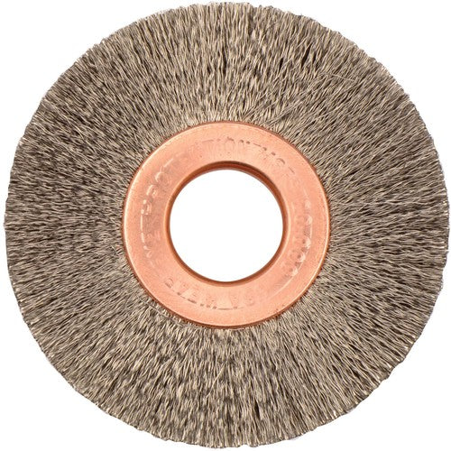 2″ Small Diameter Crimped Wire Wheel, .005″ Stainless Steel Fill, 1/2″ Arbor Hole - All Tool & Supply