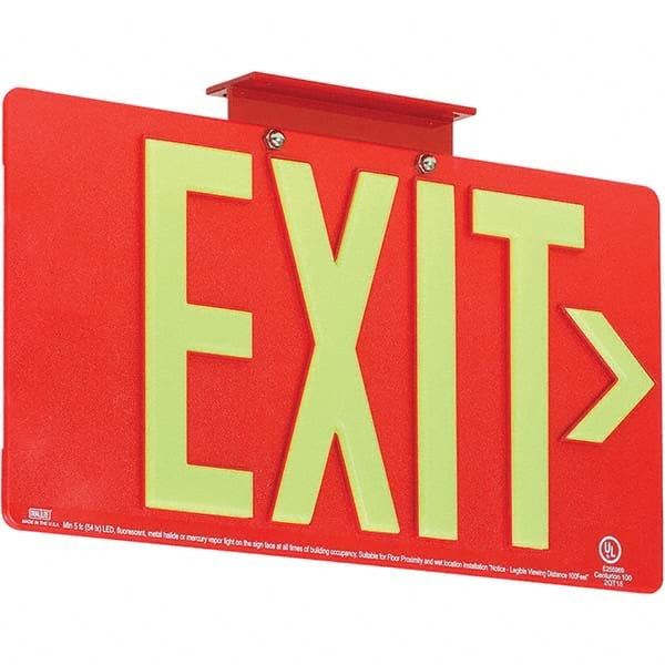 Hubbell Lighting - Illuminated Exit Signs Number of Faces: 1 Letter Color: Photoluminescent - All Tool & Supply