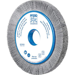 PFERD - Wheel Brushes; Outside Diameter (Inch): 10 ; Wire Type: Crimped; Round ; Fill Material: Nylon; Silicon Carbide ; Trim Length (Inch): 1-1/2 ; Filament Wire Diameter Range: 0.0200-0.0299 ; Maximum RPM: 3600.000 - Exact Industrial Supply