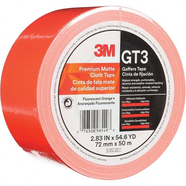 3M - 50m x 72mm x 11 mil Fluorescent Orange Cotton Cloth Gaffers Tape - All Tool & Supply