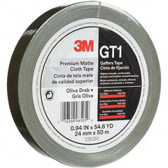 3M - 50m x 24mm x 11 mil Olive Green Cotton Cloth Gaffers Tape - All Tool & Supply