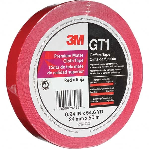 3M - 50m x 24mm x 11 mil Red Cotton Cloth Gaffers Tape - All Tool & Supply