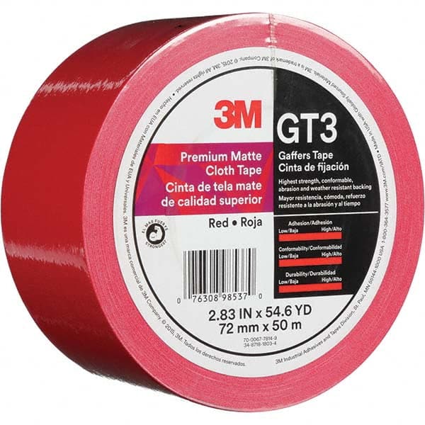 3M - 50m x 72mm x 11 mil Red Cotton Cloth Gaffers Tape - All Tool & Supply