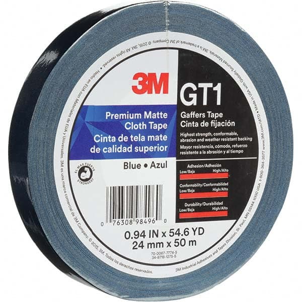 3M - 50m x 24mm x 11 mil Blue Cotton Cloth Gaffers Tape - All Tool & Supply