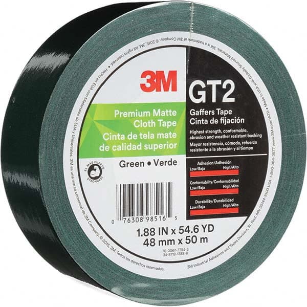 3M - 50m x 48mm x 11 mil Green Cotton Cloth Gaffers Tape - All Tool & Supply