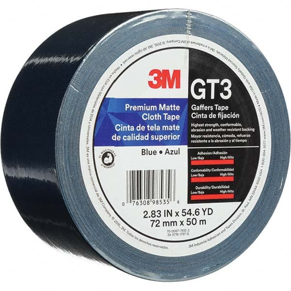 3M - 50m x 72mm x 11 mil Blue Cotton Cloth Gaffers Tape - All Tool & Supply