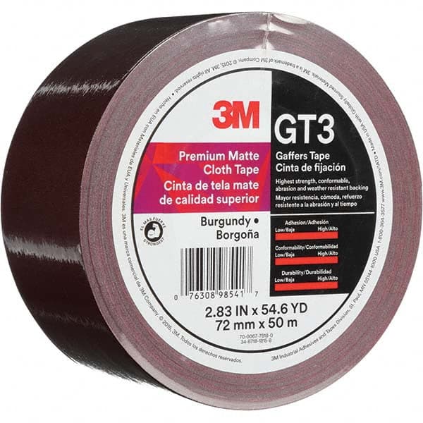 3M - 50m x 72mm x 11 mil Burgundy Cotton Cloth Gaffers Tape - All Tool & Supply