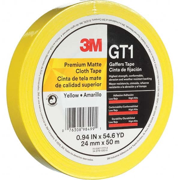 3M - 50m x 24mm x 11 mil Yellow Cotton Cloth Gaffers Tape - All Tool & Supply